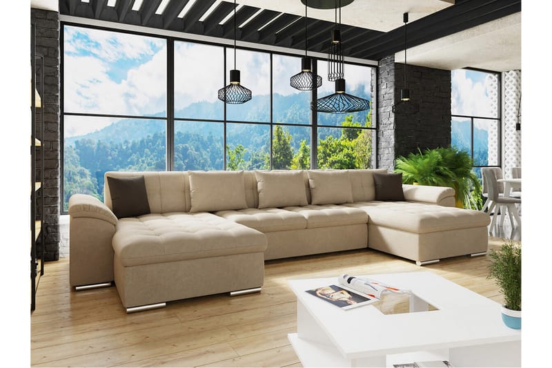 Kintore 4-seters Hjørnesovesofa - Beige - Møbler - Sofaer - Sovesofaer