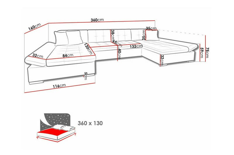 Kintore 4-seters Hjørnesovesofa - Beige - Møbler - Sofaer - Sovesofaer