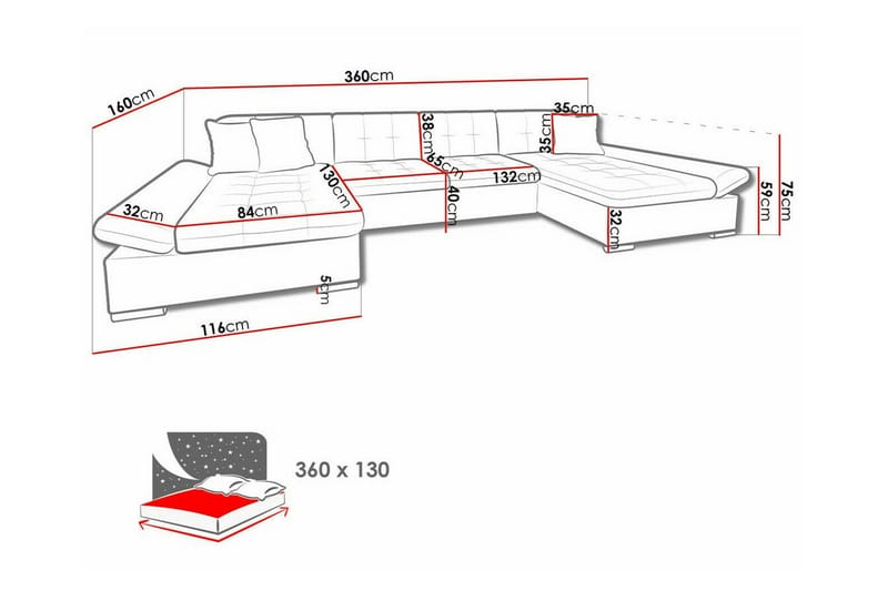 Kintore 4-seters Hjørnesovesofa - Beige - Sovesofaer - Hjørnesovesofa