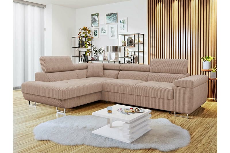 Kintore 4-seters Hjørnesovesofa - Beige/Rosa - Sovesofaer - Hjørnesovesofa