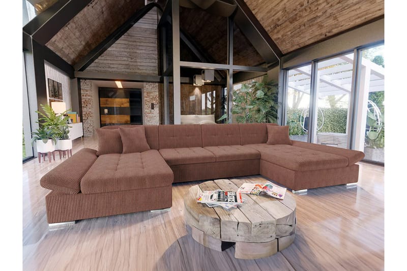 Kintore 4-seters Hjørnesovesofa - Brun - Møbler - Sofaer - Sovesofaer