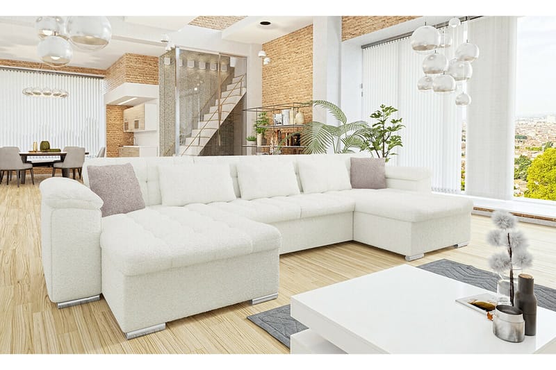 Kintore 4-seters Hjørnesovesofa - Hvit - Møbler - Sofaer - Sovesofaer