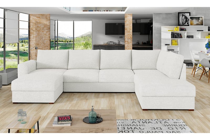 Kintore 4-seters Hjørnesovesofa - Hvit - Møbler - Sofaer - Sovesofaer
