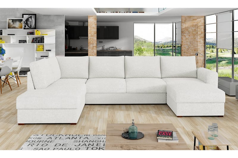 Kintore 4-seters Hjørnesovesofa - Hvit - Møbler - Sofaer - Sovesofaer