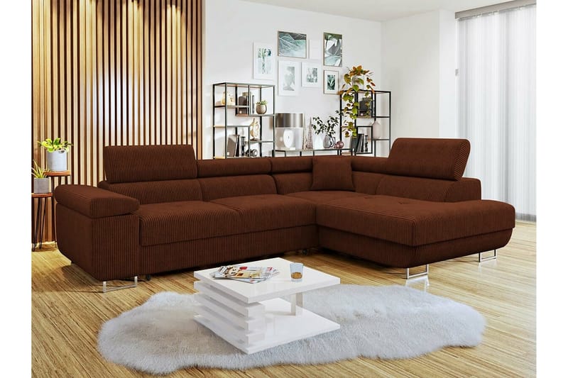 Kintore 4-seters Hjørnesovesofa - Mørkebrun - Møbler - Sofaer - Sovesofaer