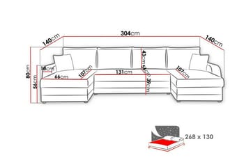Kintore 4-seters Hjørnesovesofa - Svart/Grå - Møbler - Sofaer - Sovesofaer