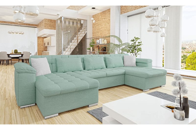 Kintore 4-seters Hjørnesovesofa - Turkis - Møbler - Sofaer - Sovesofaer