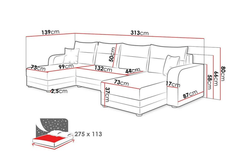 Kintore 4-seters hjørnesovesofa - Møbler - Sofaer - Sovesofaer