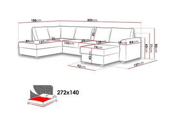 Kintore 4-seters hjørnesovesofa - Møbler - Sofaer - Sovesofaer