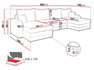Kintore 4-sits Hörnbäddsoffa Black/Grey - Møbler - Sofaer - Sovesofaer
