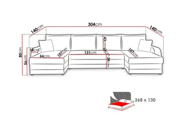 Kintore 4-sits Hörnbäddsoffa Black/Grey - Møbler - Sofaer - Sovesofaer