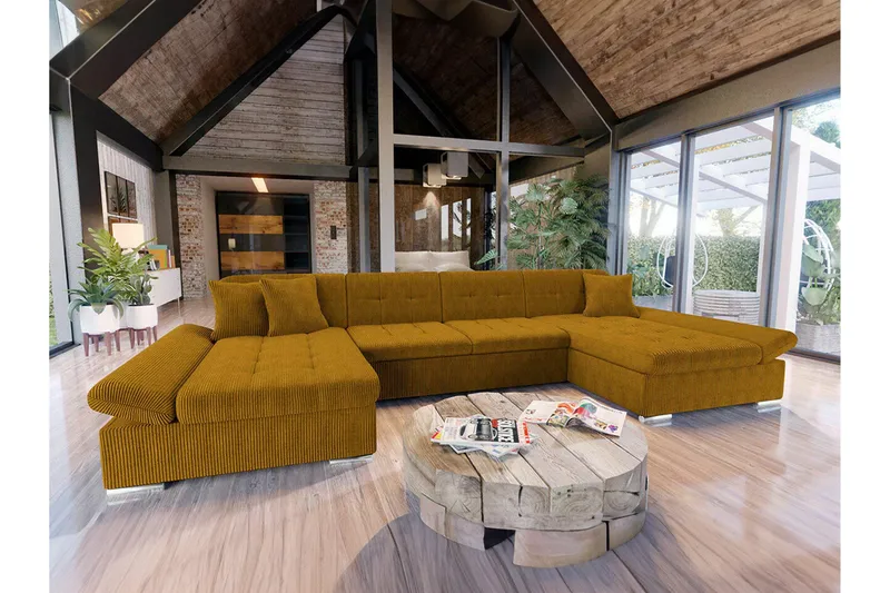 Kintore 4-sits Hörnbäddsoffa Dark yellow - Møbler - Sofaer - Sovesofaer