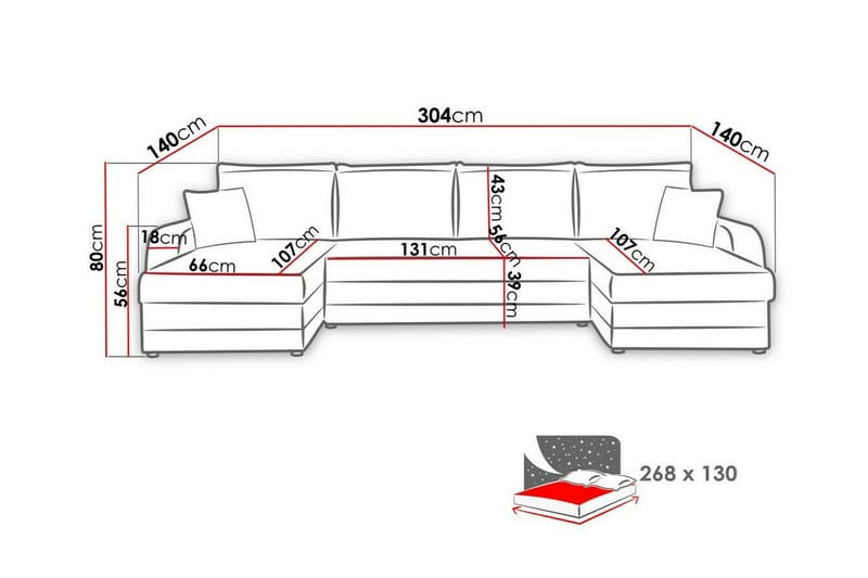 Kintore 4-sits Hörnbäddsoffa NO_BRAND Brown - Møbler - Sofaer - Sovesofaer