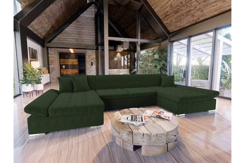Kintore 4-sits Hörnbäddsoffa NO_BRAND Dark green - Møbler - Sofaer - Sovesofaer