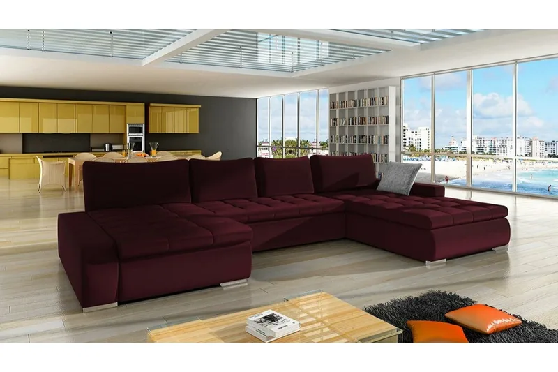 Kintore 4-sits Hörnbäddsoffa NO_BRAND Wine red - Møbler - Sofaer - Sovesofaer