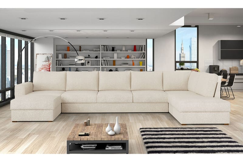 Kintore 6-seters Hjørnesovesofa - Hvit - Møbler - Sofaer - Sovesofaer