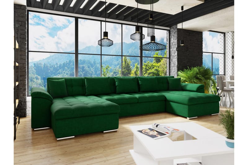 Kinzer Dobbel Sovesofa 4-Seters - Grønn - Møbler - Sofaer - Sovesofaer