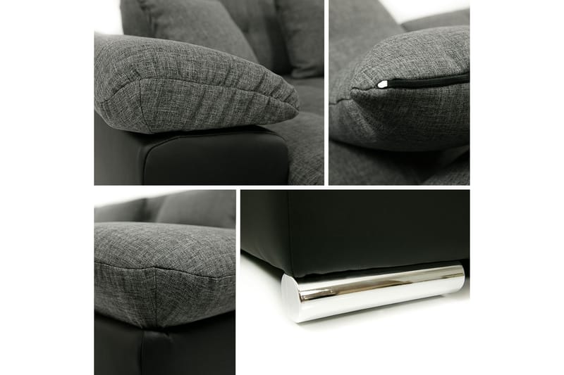 Kinzer Sovesofa Dobbeldivan 4-seters 315x130 cm U-formet - Svart - Møbler - Sofaer - Sovesofaer