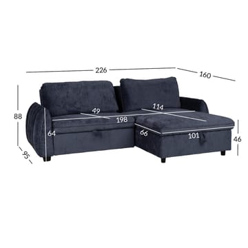 Klevor Vendbar L-formet Hjørnesovesofa 132x198 cm med Oppbevaring i Stoff - Blå - Møbler - Sofaer - Sovesofaer