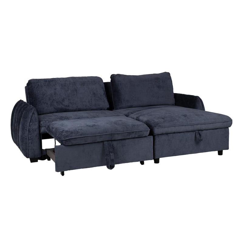 Klevor Vendbar L-formet Hjørnesovesofa 132x198 cm med Oppbevaring i Stoff - Blå - Møbler - Sofaer - Sovesofaer