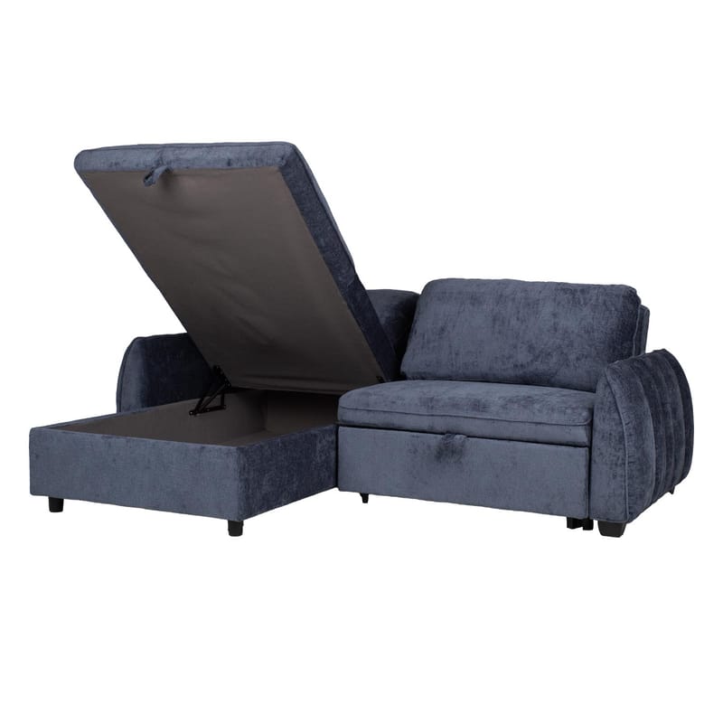 Klevor Vendbar L-formet Hjørnesovesofa 132x198 cm med Oppbevaring i Stoff - Blå - Møbler - Sofaer - Sovesofaer