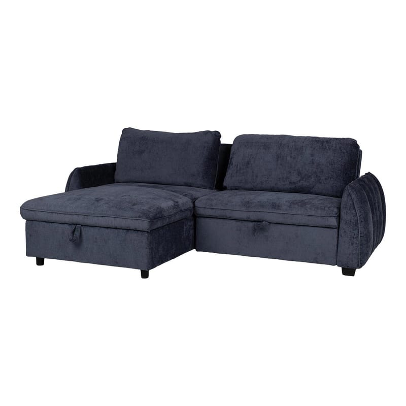 Klevor Vendbar L-formet Hjørnesovesofa 132x198 cm med Oppbevaring i Stoff - Blå - Møbler - Sofaer - Sovesofaer