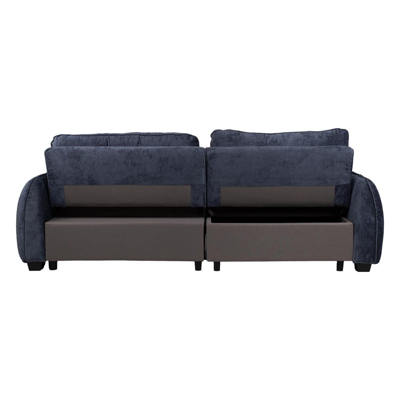 Klevor Vendbar L-formet Hjørnesovesofa 132x198 cm med Oppbevaring i Stoff - Blå - Møbler - Sofaer - Sovesofaer