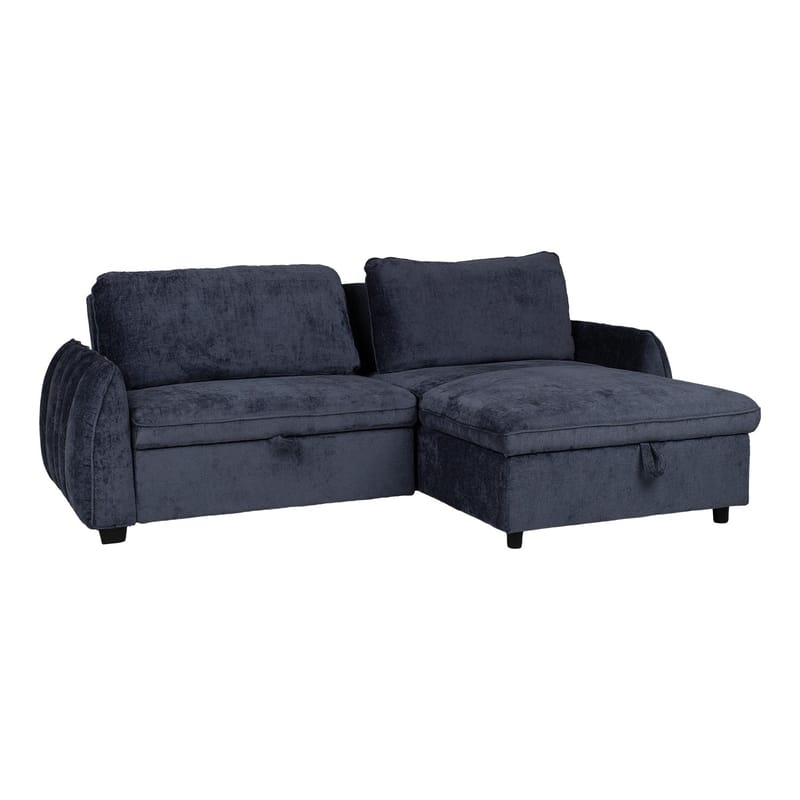 Klevor Vendbar L-formet Hjørnesovesofa 132x198 cm med Oppbevaring i Stoff, Blå