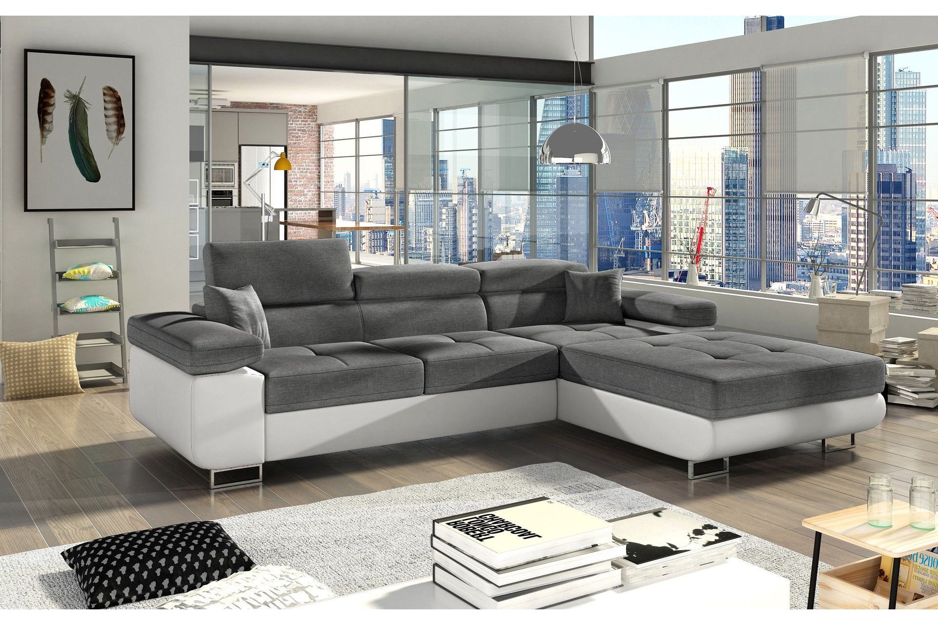 Klinka Sovesofa med Divan Høyre - Grå/Hvit