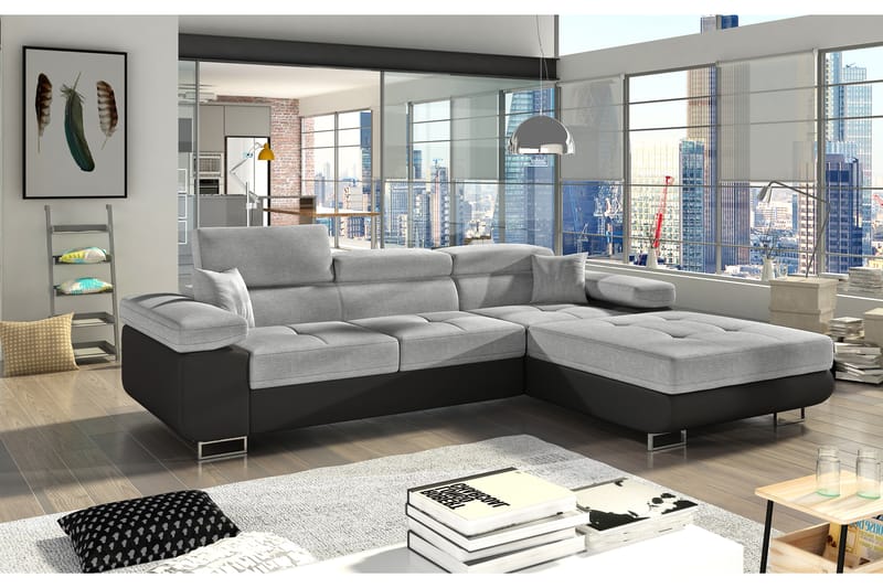Klinka Sovesofa med Divan Høyre - Grå/Svart - Møbler - Sofaer - Sovesofaer