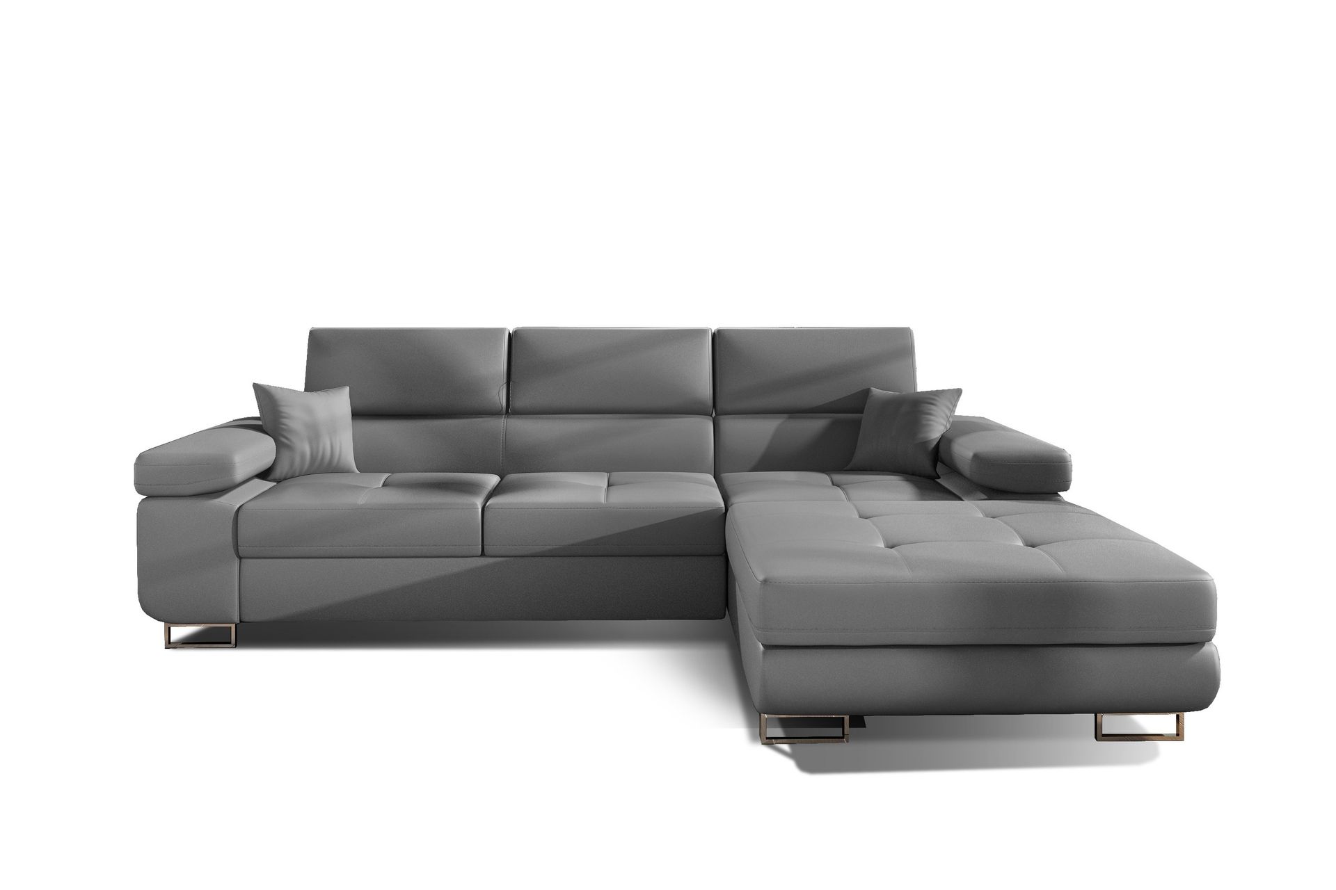 Klinka Sovesofa med Divan Høyre - Lær/Grå - Møbler - Sofaer - Sovesofaer