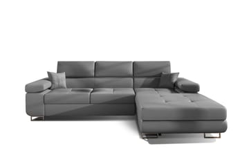 Klinka Sovesofa med Divan Høyre - Lær/Grå - Møbler - Sofaer - Sovesofaer