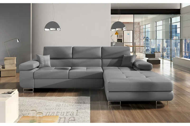 Klinka Sovesofa med Divan Høyre, Lær/Grå