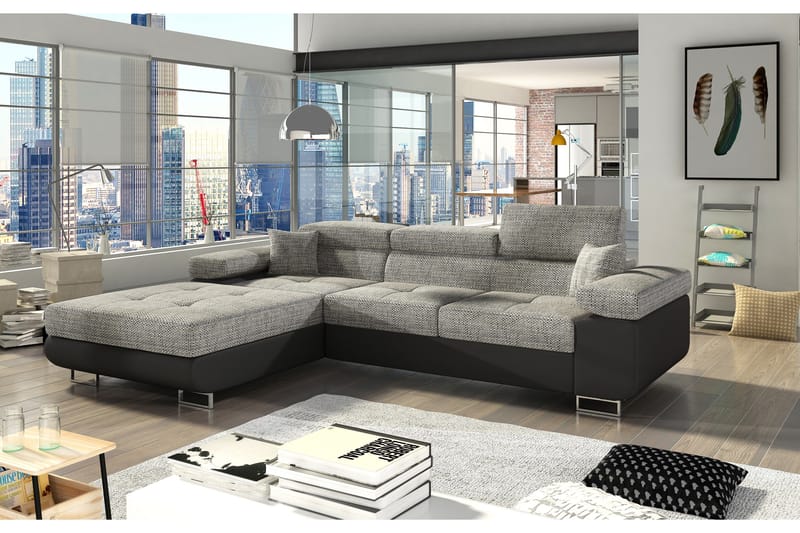 Klinka Sovesofa med Divan Venstre - Grå/Svart - Møbler - Sofaer - Sovesofaer