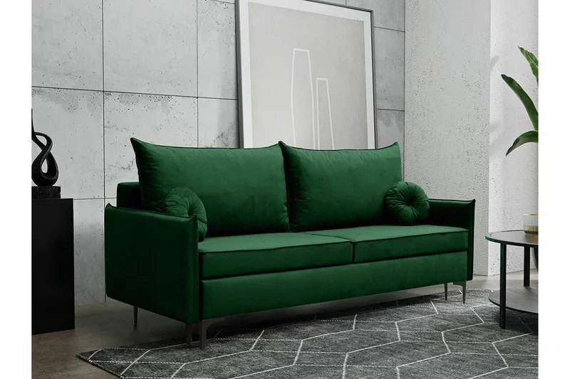 Knocklong 2-seter Sovesofa 140x200 cm med Oppbevaring i Fløyel - Grønn - Møbler - Sofaer - Sovesofaer