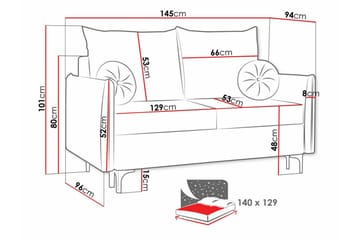 Knocklong 2-seters Sovesofa 129x140 cm med Oppbevaring i Stoff - Grå - Møbler - Sofaer - Sovesofaer
