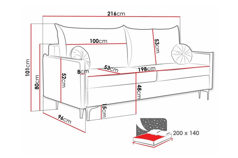 Knocklong 2-seters Sovesofa - Beige - Møbler - Sofaer - Sovesofaer