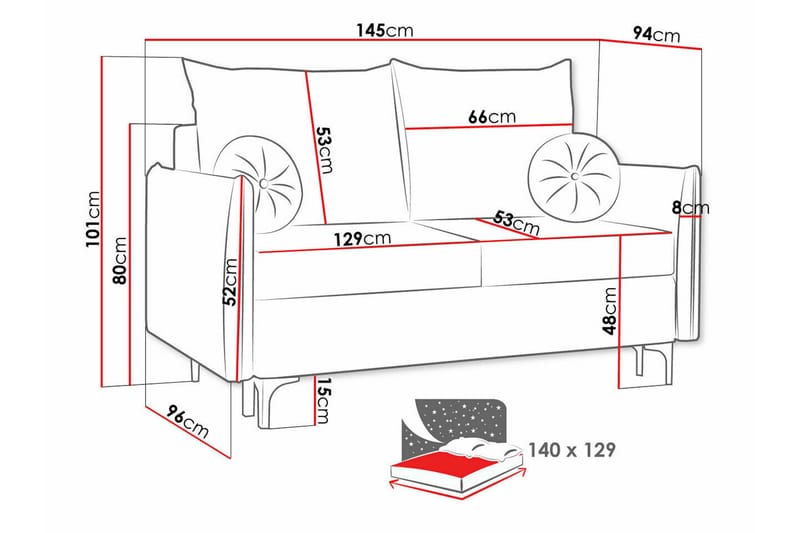 Knocklong 2-seters Sovesofa - Blå - Sovesofaer - 2 seters sovesofa