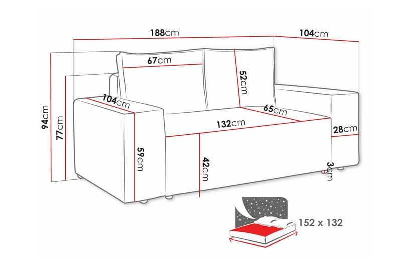 Knocklong 2-seters Sovesofa - Blå - Møbler - Sofaer - Sovesofaer