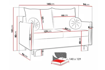 Knocklong 2-seters Sovesofa - Gul - Møbler - Sofaer - Sovesofaer