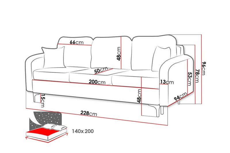 Knocklong 2-sits Bäddsoffa NO_BRAND Brown - Møbler - Sofaer - Sovesofaer