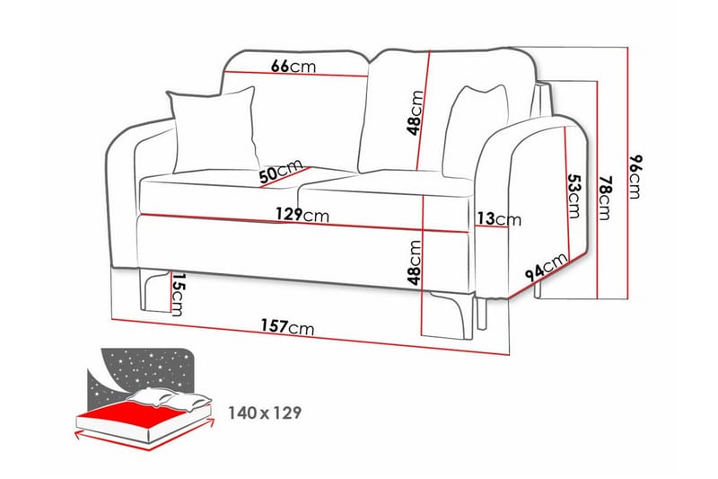Knocklong 2-sits Bäddsoffa NO_BRAND Dark grey - Møbler - Sofaer - Sovesofaer