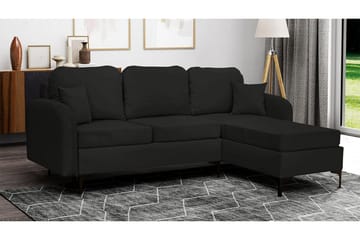 Knocklong 3-seter Høyre Sovesofa 125x200 cm med Oppbevaring i Stoff - Svart - Møbler - Sofaer - Sovesofaer