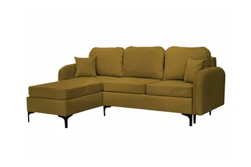Knocklong 3-seter Venstre Hjørnesovesofa 125x200 cm med Oppbevaring i Fløyel - Gul - Møbler - Sofaer - Sovesofaer