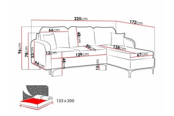 Knocklong 3-seter Venstre Sovesofa 125x200 cm med Oppbevaring i Fløyel - Blå - Møbler - Sofaer - Sovesofaer