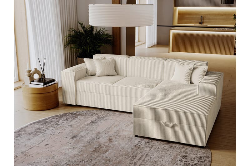 Knocklong 3-seters Hjørnesovesofa - Beige Krem - Møbler - Sofaer - Sovesofaer