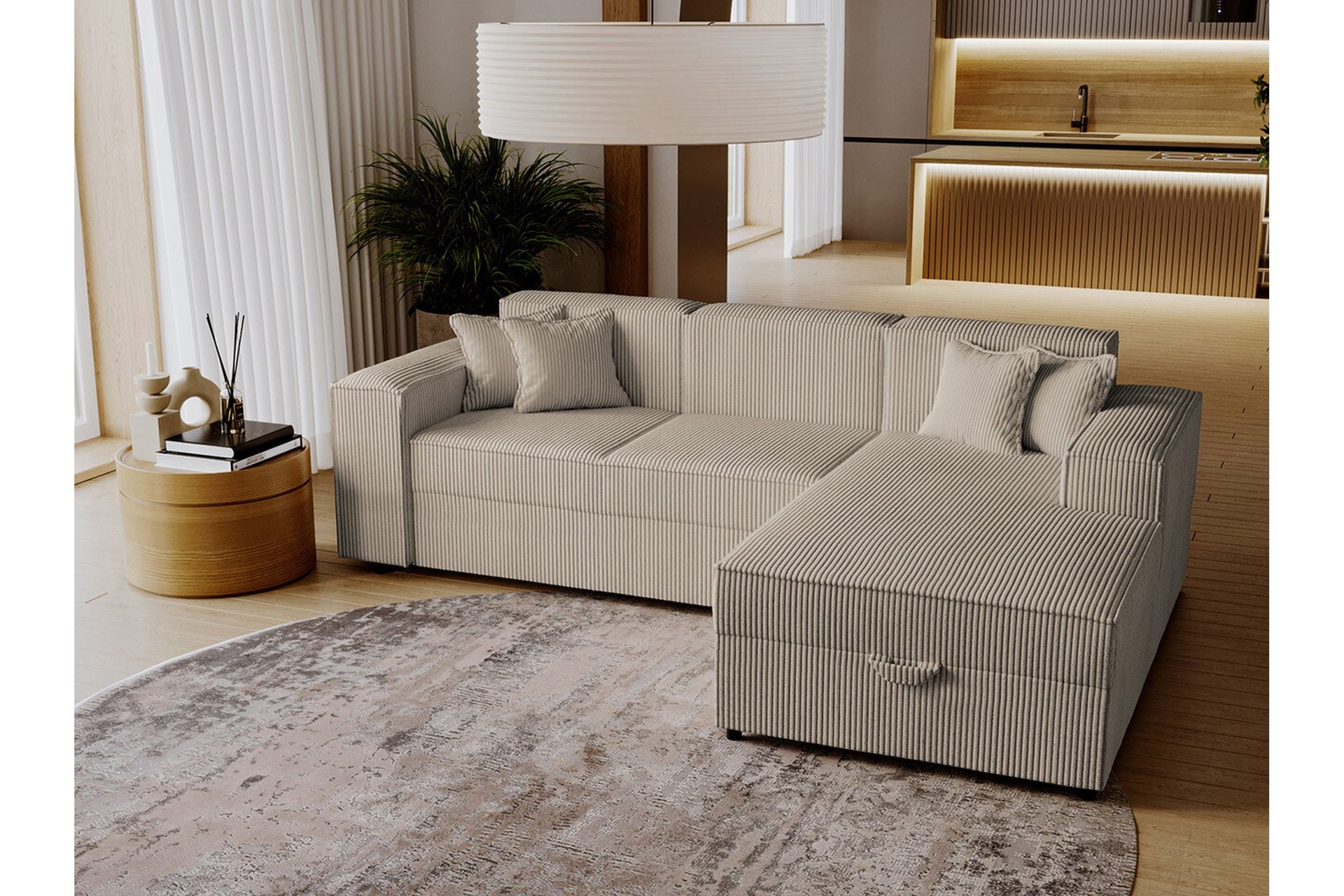 Knocklong 3-seters Hjørnesovesofa - Beige/Lys Beige - Møbler - Sofaer - Sovesofaer