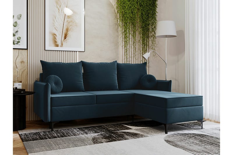 Knocklong 3-seters Hjørnesovesofa - Blå - Møbler - Sofaer - Sovesofaer