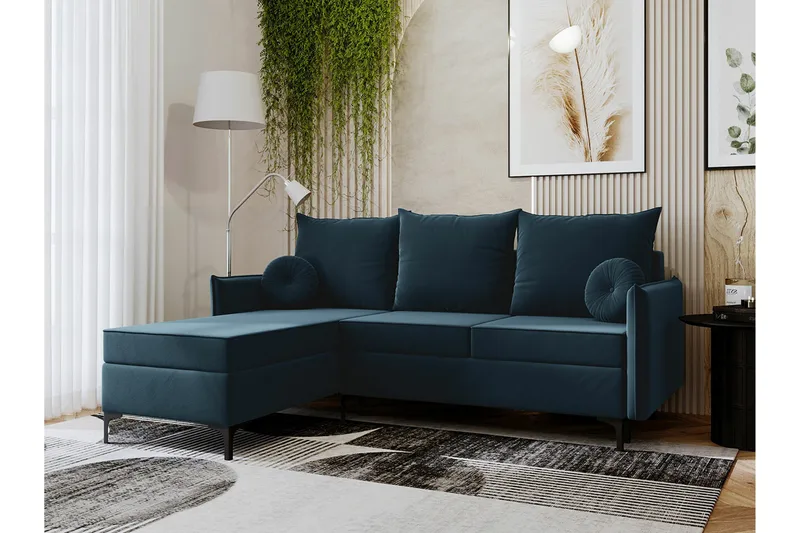 Knocklong 3-seters Hjørnesovesofa - Blå - Møbler - Sofaer - Sovesofaer