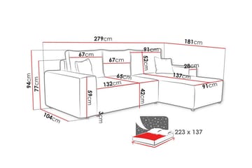 Knocklong 3-seters Hjørnesovesofa - Blå - Møbler - Sofaer - Sovesofaer